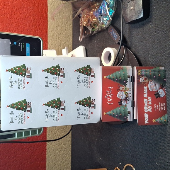 🦋LAST ONE: 110ct. 50ct. Christmas🎄 Thank You Cards, 60 Thank You Stickers - Picture 5 of 7